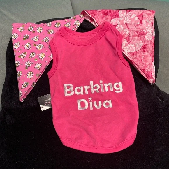 BNWT PARISIAN PET PINK BARKING DIVA COTTON OVER THE HEAD DOGGY TANK TOP … - Picture 1 of 9